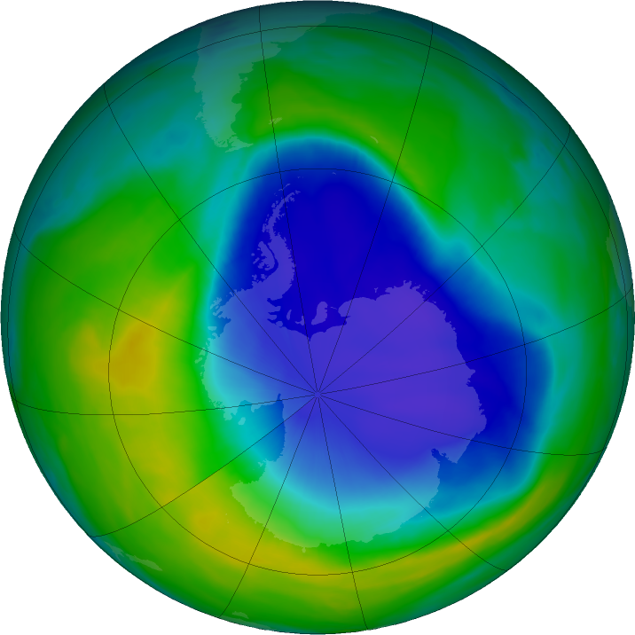 Antarctic ozone map for 22 November 2021